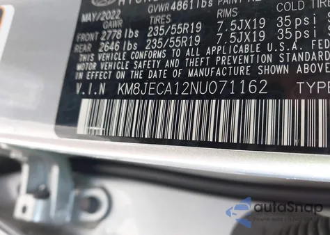 2022 Hyundai Tucson Hybrid Limited z USA, uszkodzony, nr VIN KM8JECA12NU071162